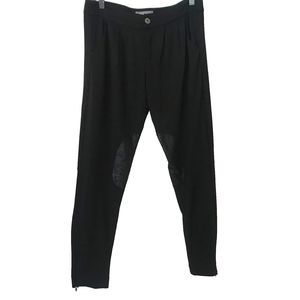 Myne Ashley Ann Knitted Pull On Lightweight Joggers Faux Leather Patch sz 4 US